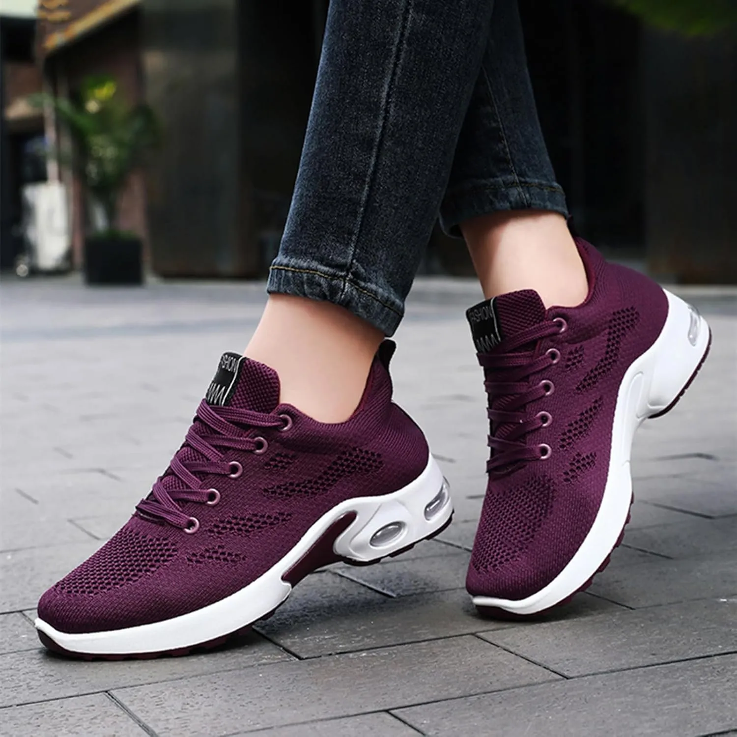 HINDOLA Womens Sneakers Air Cushion Running Shoes Lightweight Tennis Walking Shoes Mesh Breathable Sneakers Athletic Non Slip Shoes