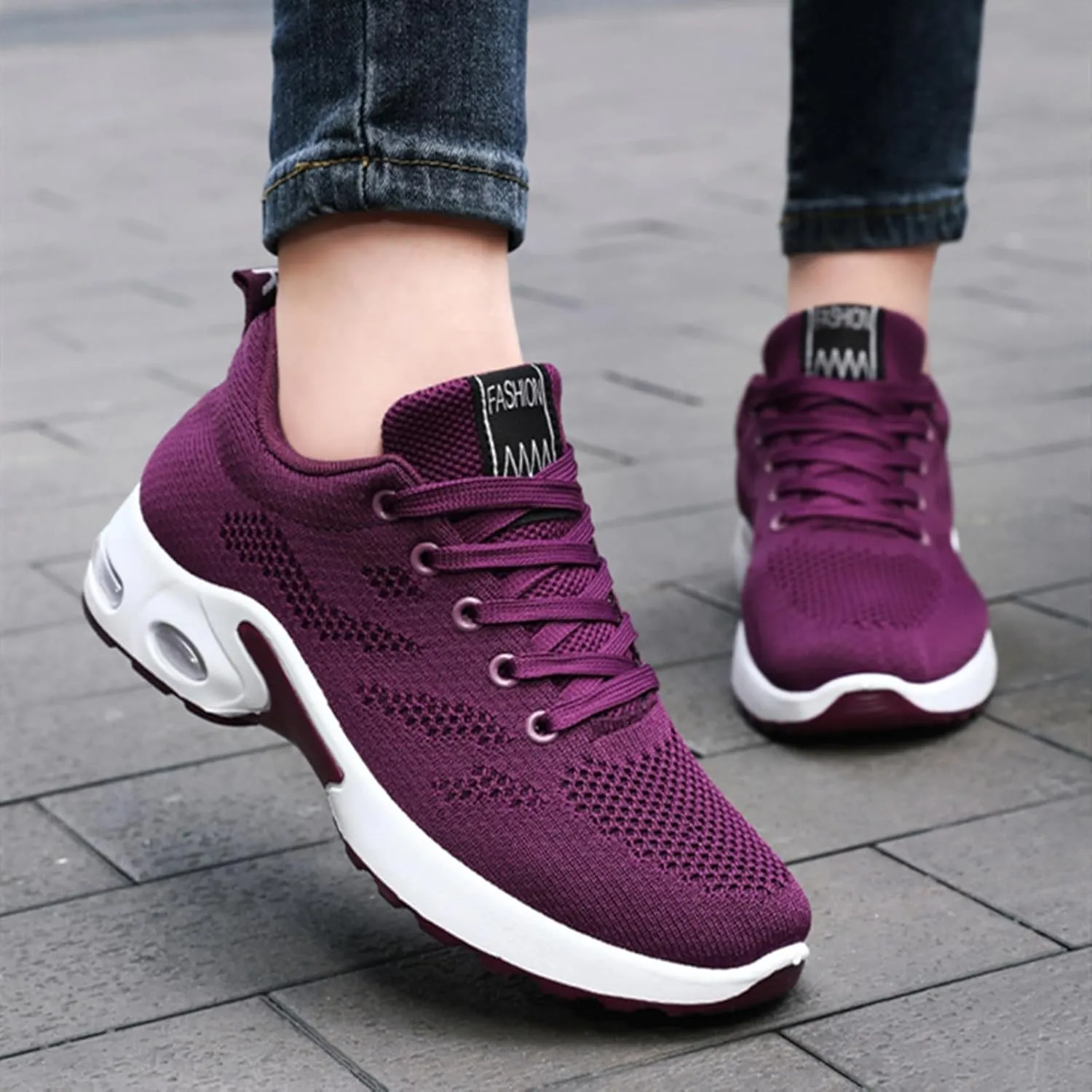 HINDOLA Womens Sneakers Air Cushion Running Shoes Lightweight Tennis Walking Shoes Mesh Breathable Sneakers Athletic Non Slip Shoes