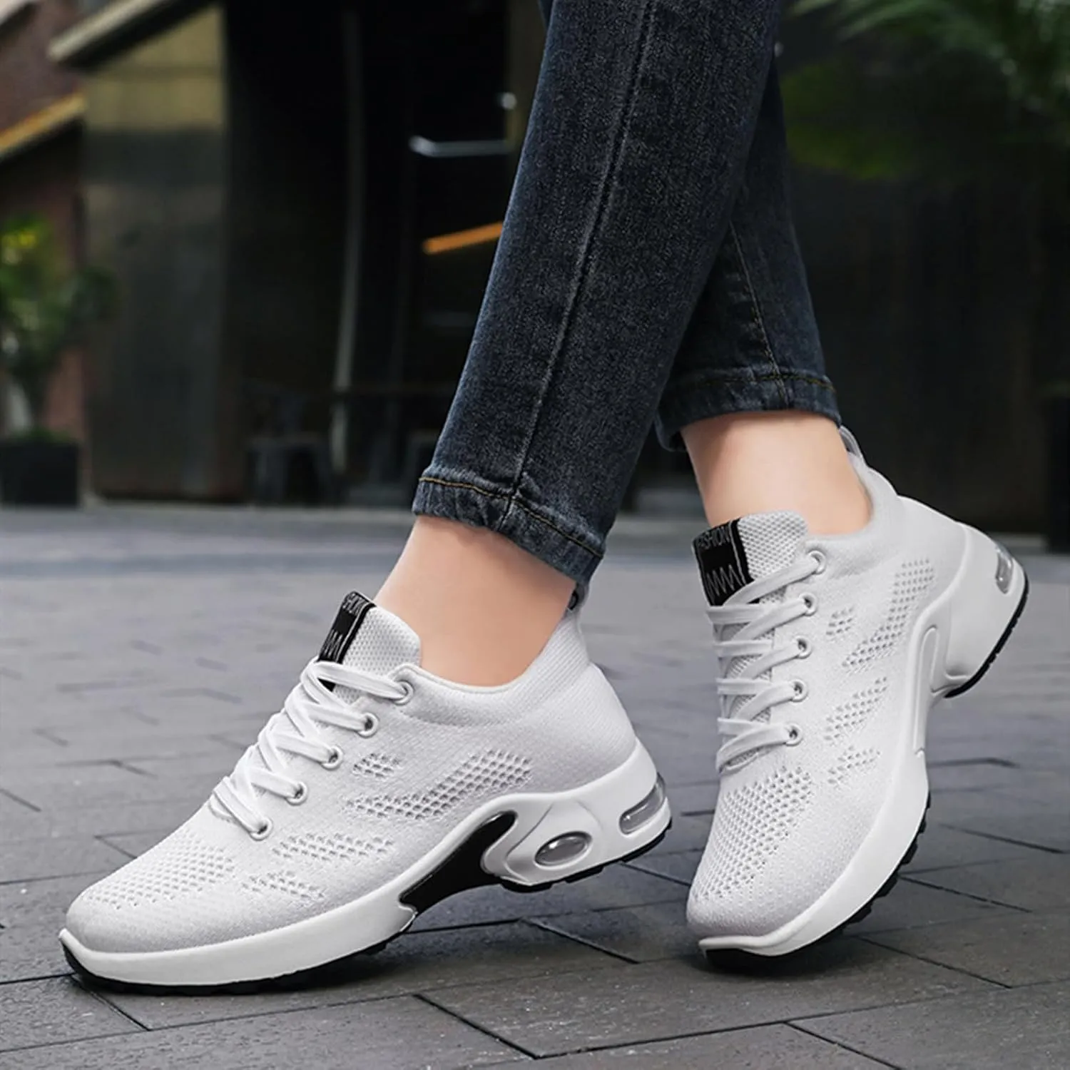 HINDOLA Womens Sneakers Air Cushion Running Shoes Lightweight Tennis Walking Shoes Mesh Breathable Sneakers Athletic Non Slip Shoes