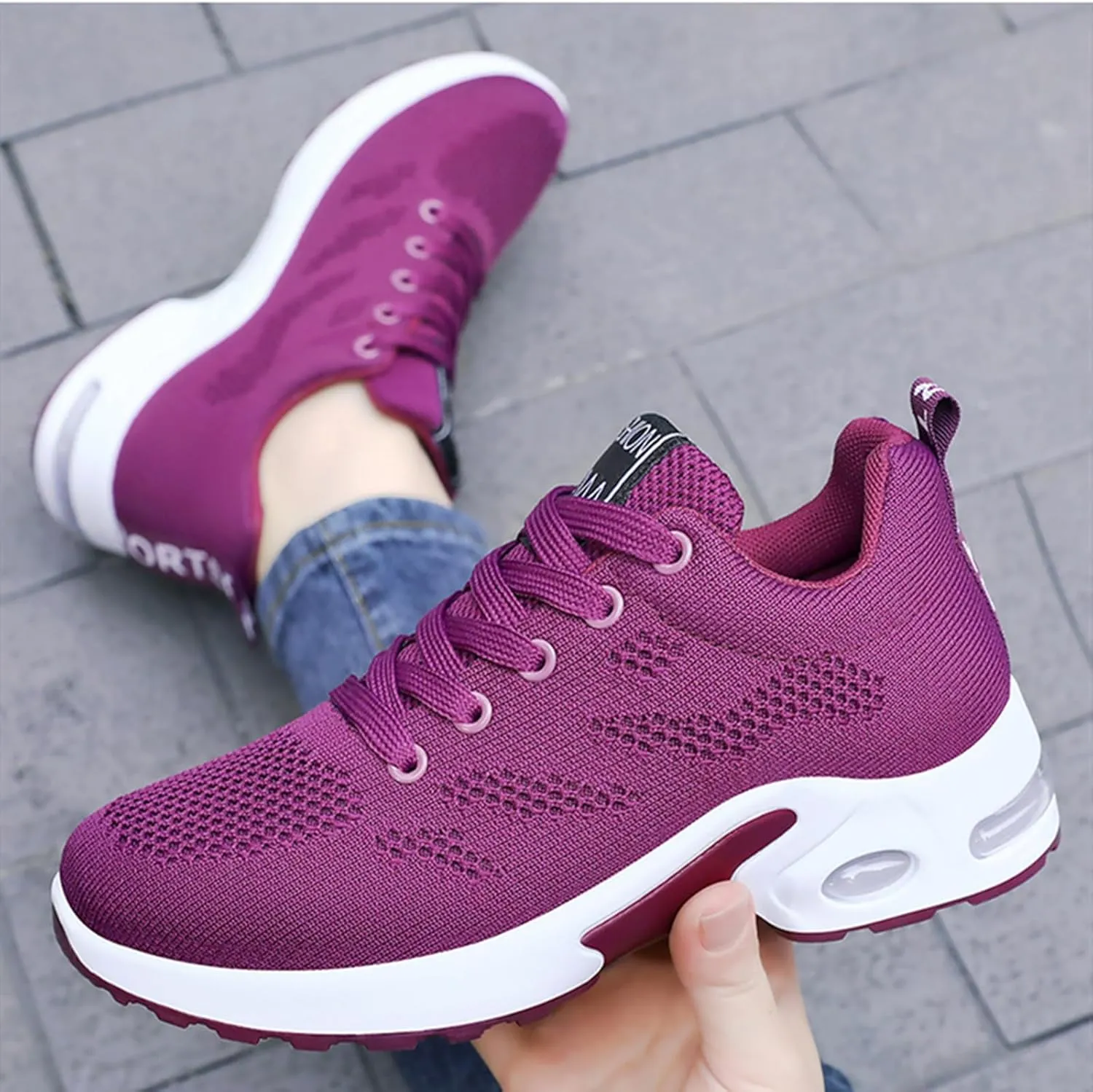 HINDOLA Womens Sneakers Air Cushion Running Shoes Lightweight Tennis Walking Shoes Mesh Breathable Sneakers Athletic Non Slip Shoes