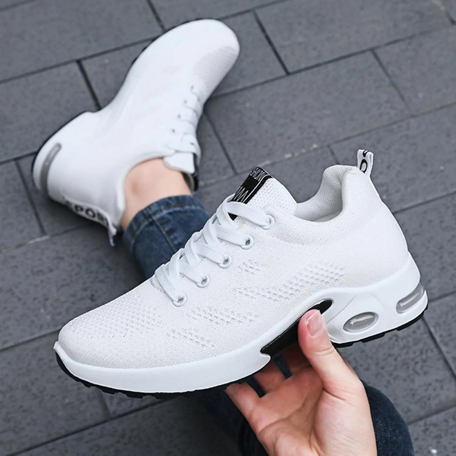 HINDOLA Womens Sneakers Air Cushion Running Shoes Lightweight Tennis Walking Shoes Mesh Breathable Sneakers Athletic Non Slip Shoes