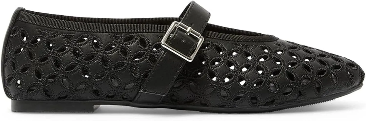 Hollow Out Ballet Flats for Women,Buckle Strap Mesh Mary Jane Flats Round Toe Embroidered Flowers Comfortable Breathable Casual Daily Dress Ballerina Flat Shoes