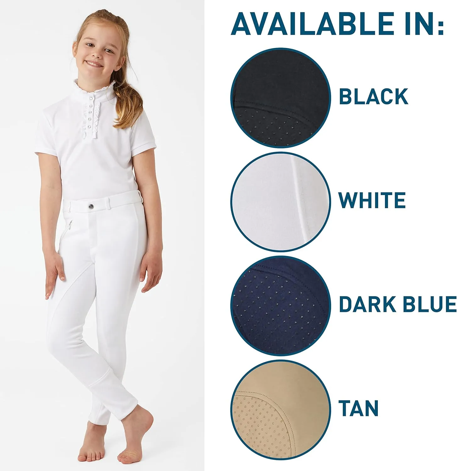 HORZE Active Kids' Unisex Silicone Grip Full Seat Horseback Riding Breeches