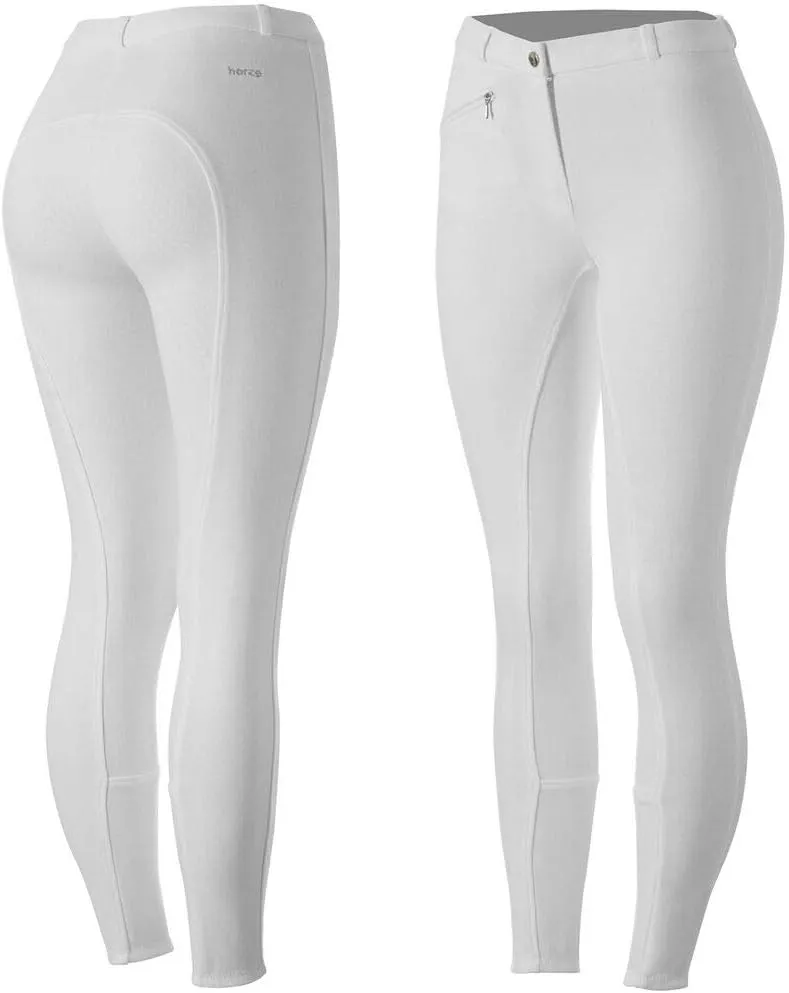 HORZE Active Women's Horse Riding Silicone Grip Full Seat Breeches | Midrise Waist with Front Pocket