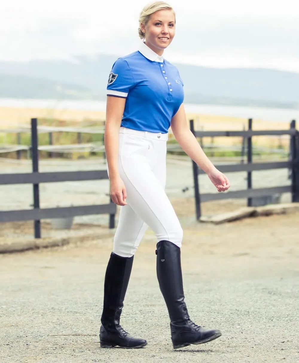 HORZE Active Women's Horse Riding Silicone Grip Full Seat Breeches | Midrise Waist with Front Pocket