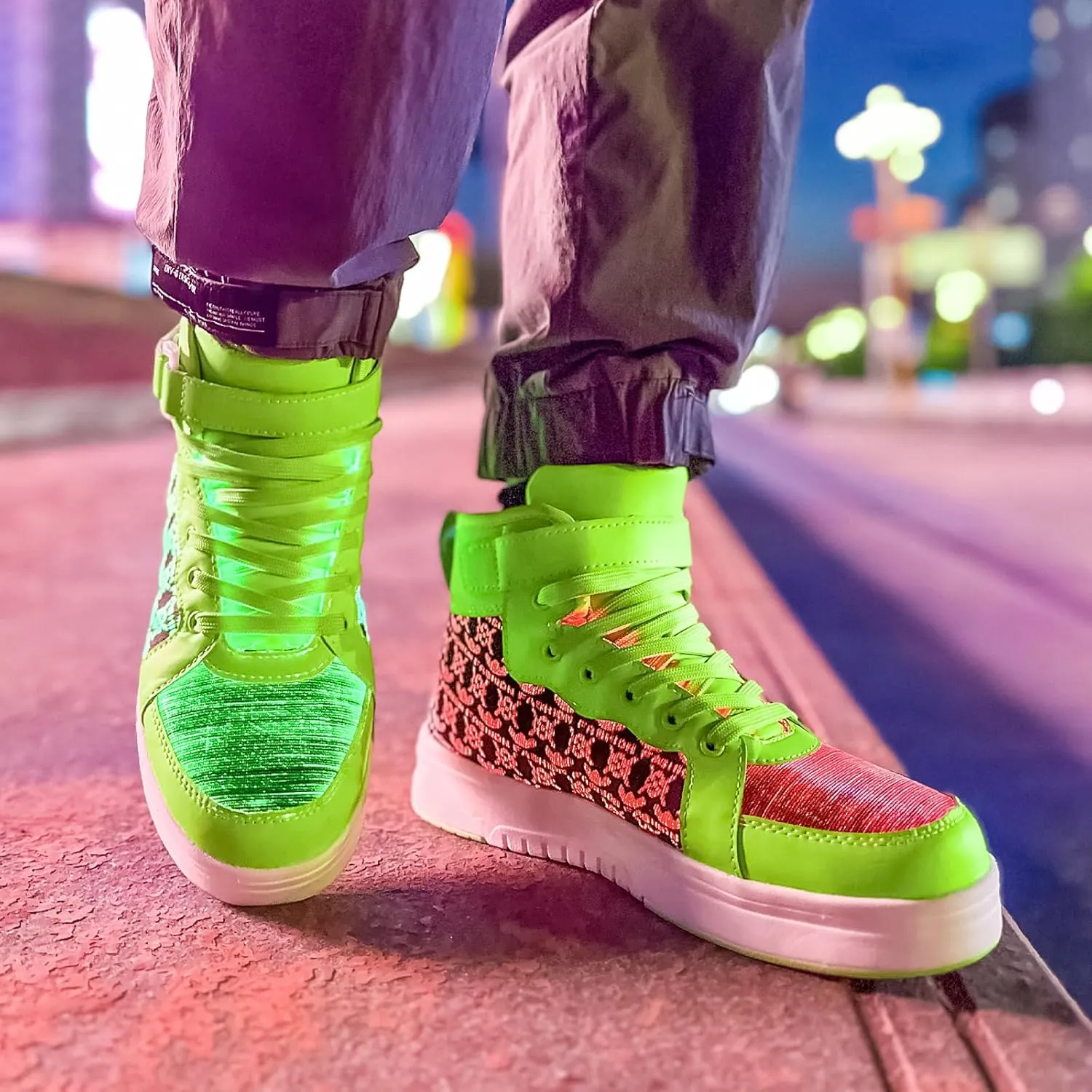 Hot Dingding Fiber Optic LED Shoes for Women Men Light Up Sneakers for Adult USB Charging Flashing Luminous Trainers Shoes