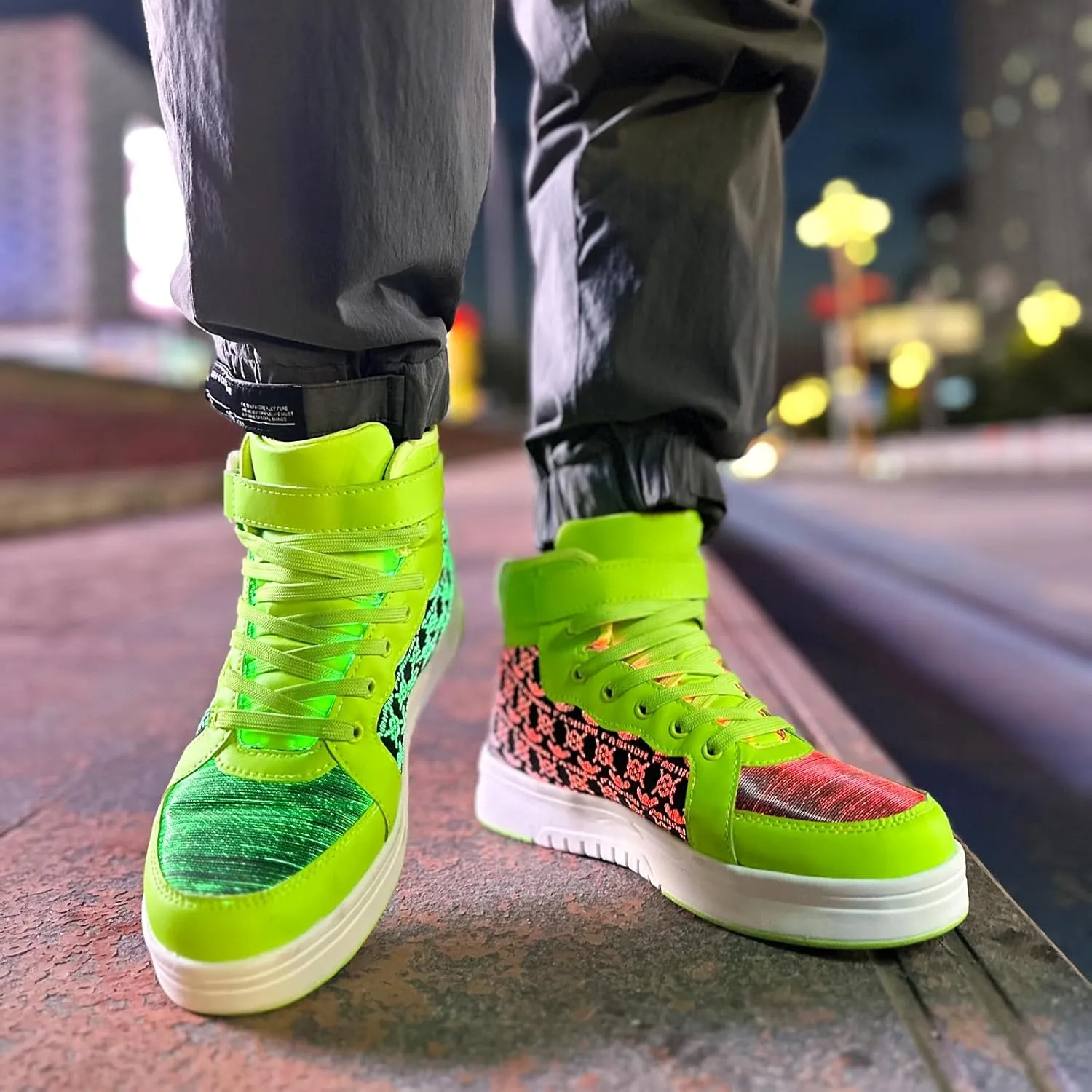 Hot Dingding Fiber Optic LED Shoes for Women Men Light Up Sneakers for Adult USB Charging Flashing Luminous Trainers Shoes
