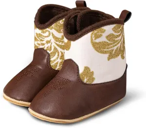 HsdsBebe Baby Boys Girls Western Cowboy Boots Infant Moccasins High Top Booties Toddler Soft Sole Non-Slip First Walker Crib Shoes
