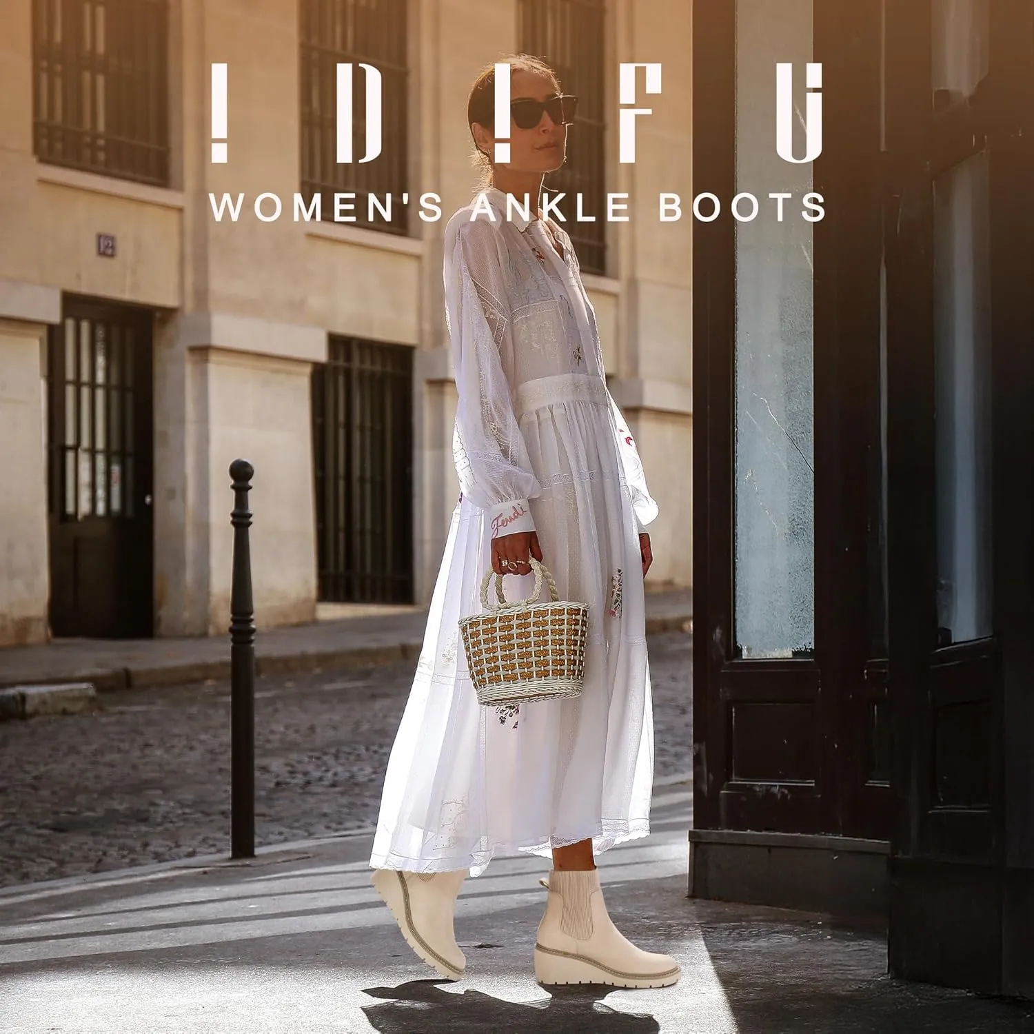 IDIFU IN3 Platform Chelsea Boots for Women Low Short Wedges Ankle Boots Lug Sole Trendy Fashion Comfortable Fall Dress Booties Slip On Elastic Casual Work Daily Round Toe Ladies Boots