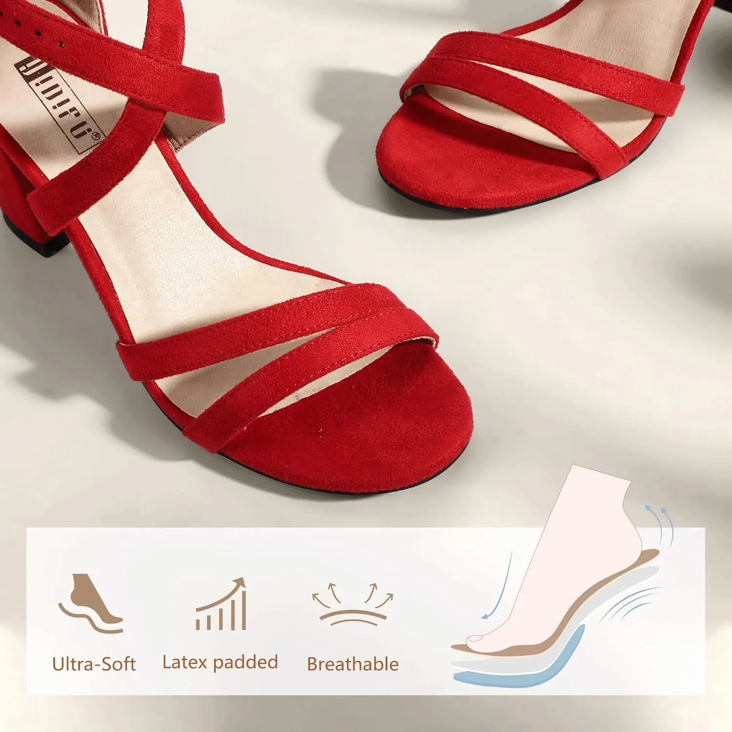 IDIFU Women's IN3 Gita Block Heel Open Toe Strappy Sandals Dress Shoes for Wedding Evening Prom