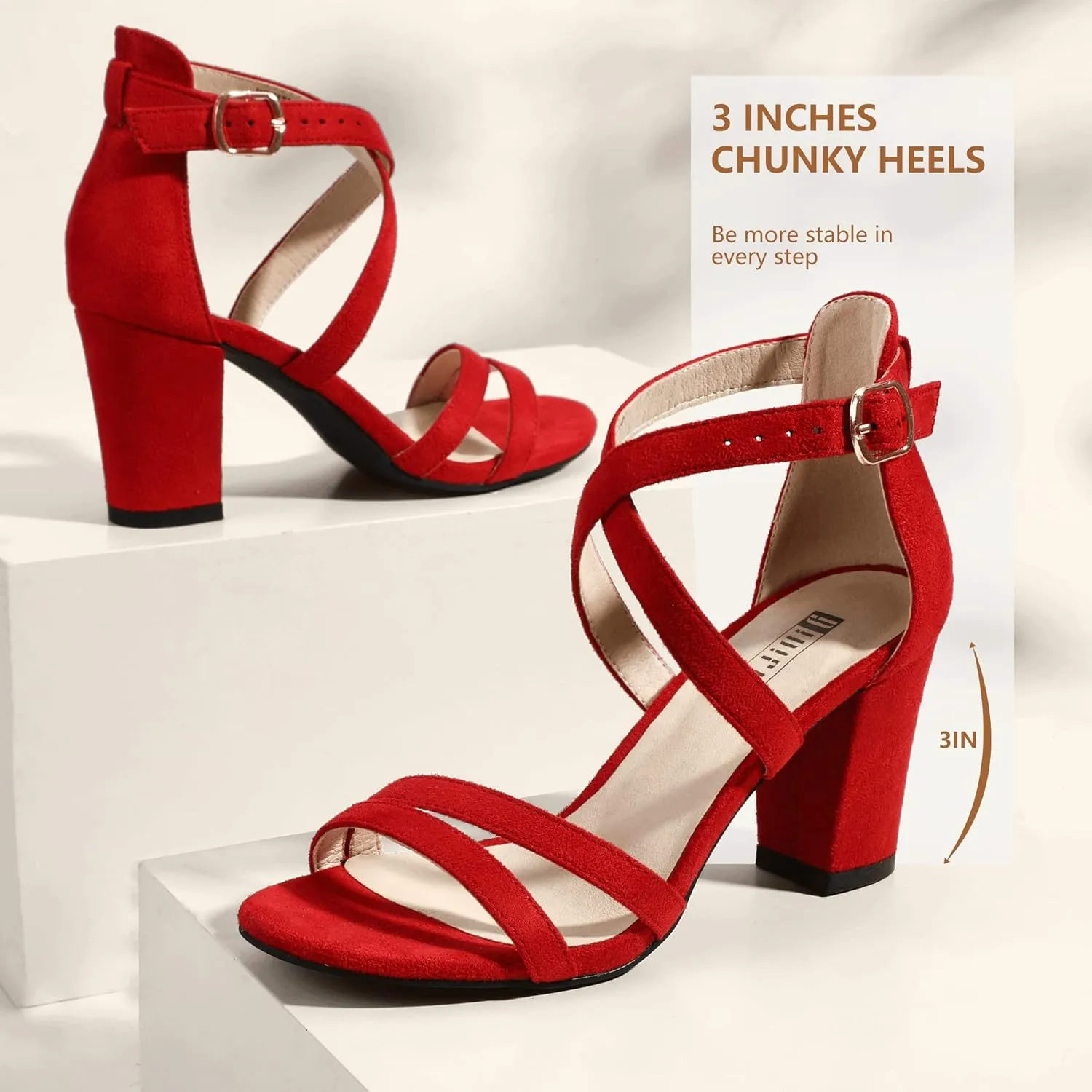 IDIFU Women's IN3 Gita Block Heel Open Toe Strappy Sandals Dress Shoes for Wedding Evening Prom