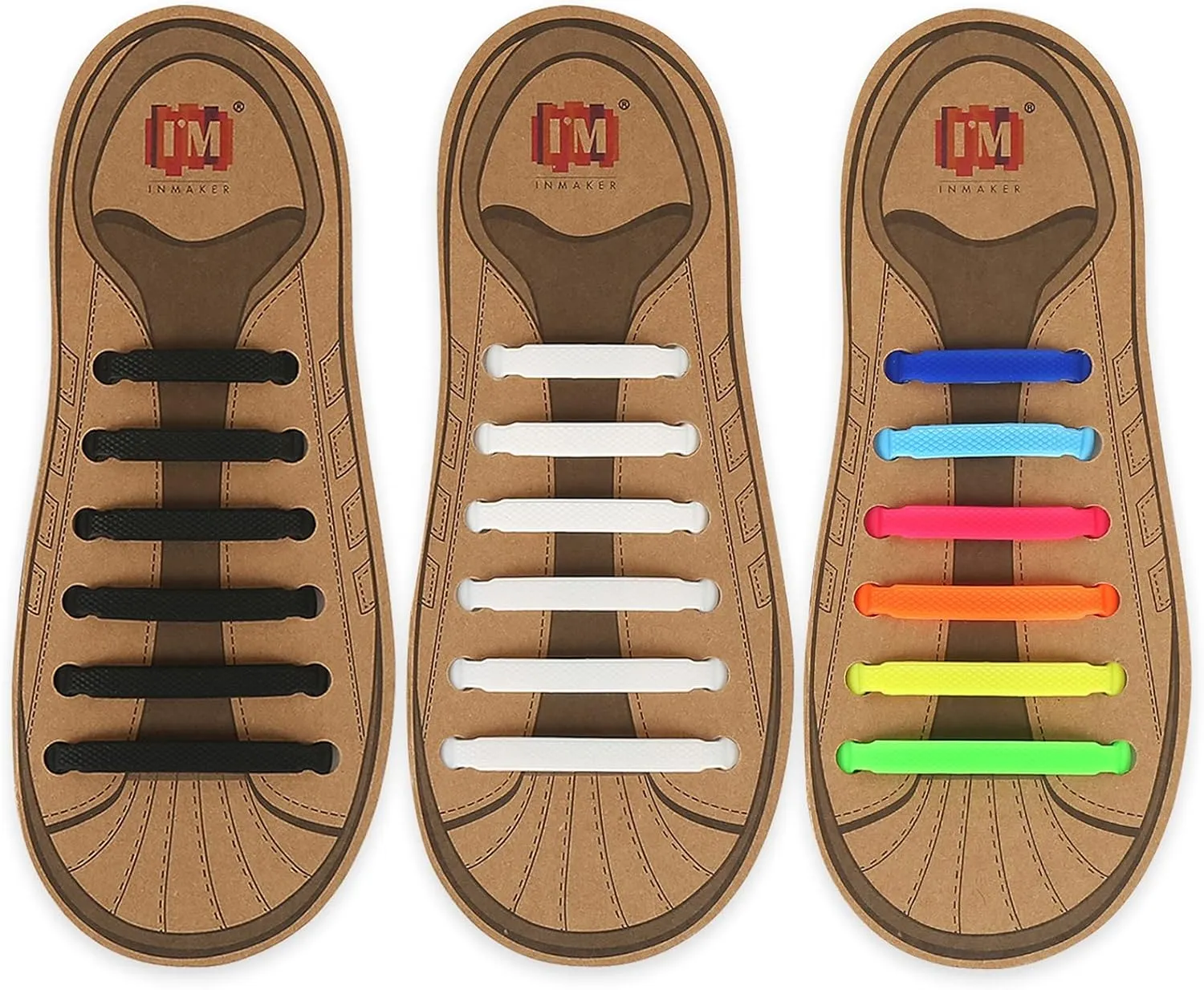 INMAKER No Tie Shoe Laces for Adults and Kids, Elastic Shoelaces for Sneakers, Rubber Silicone Tieless Laces
