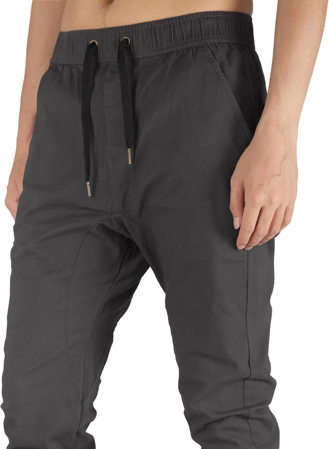 ITALYMORN Khaki Chino Joggers for Men Twill Stretch Casual Pants with Pockets