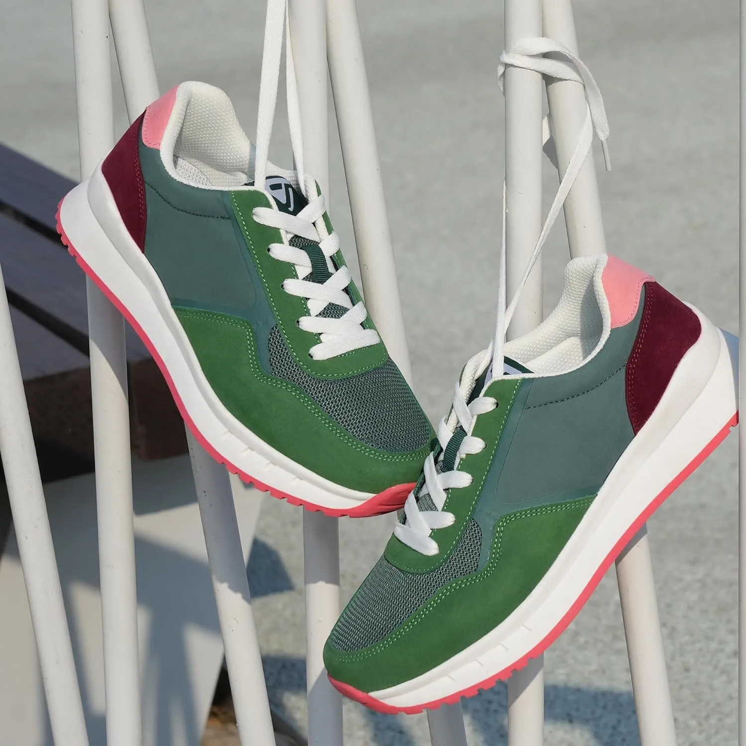 JABASIC Women Fashion Sneakers Breathable Lace-Up Tennis Running Shoes Comfortable Walking Shoes