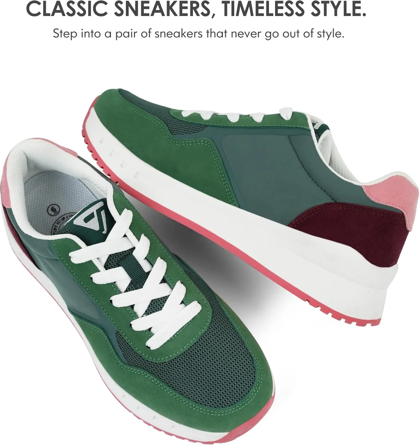 JABASIC Women Fashion Sneakers Breathable Lace-Up Tennis Running Shoes Comfortable Walking Shoes