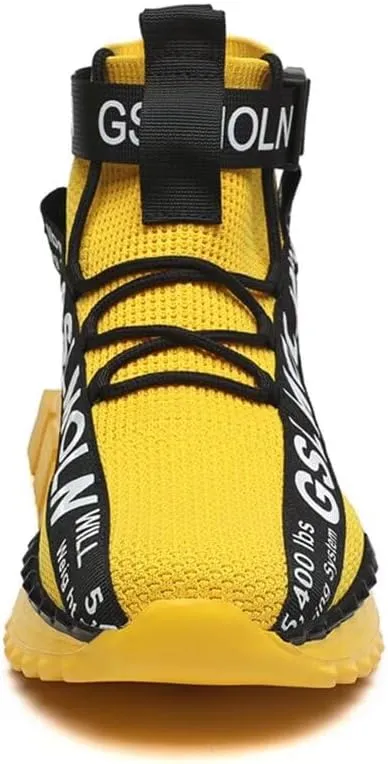 Jakcuz Men's High Top Sneakers Breathable Gym Athletic Running Walking Tennis Boy Comfortable Fashion Platform Shoes