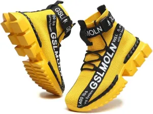 Jakcuz Men's High Top Sneakers Breathable Gym Athletic Running Walking Tennis Boy Comfortable Fashion Platform Shoes