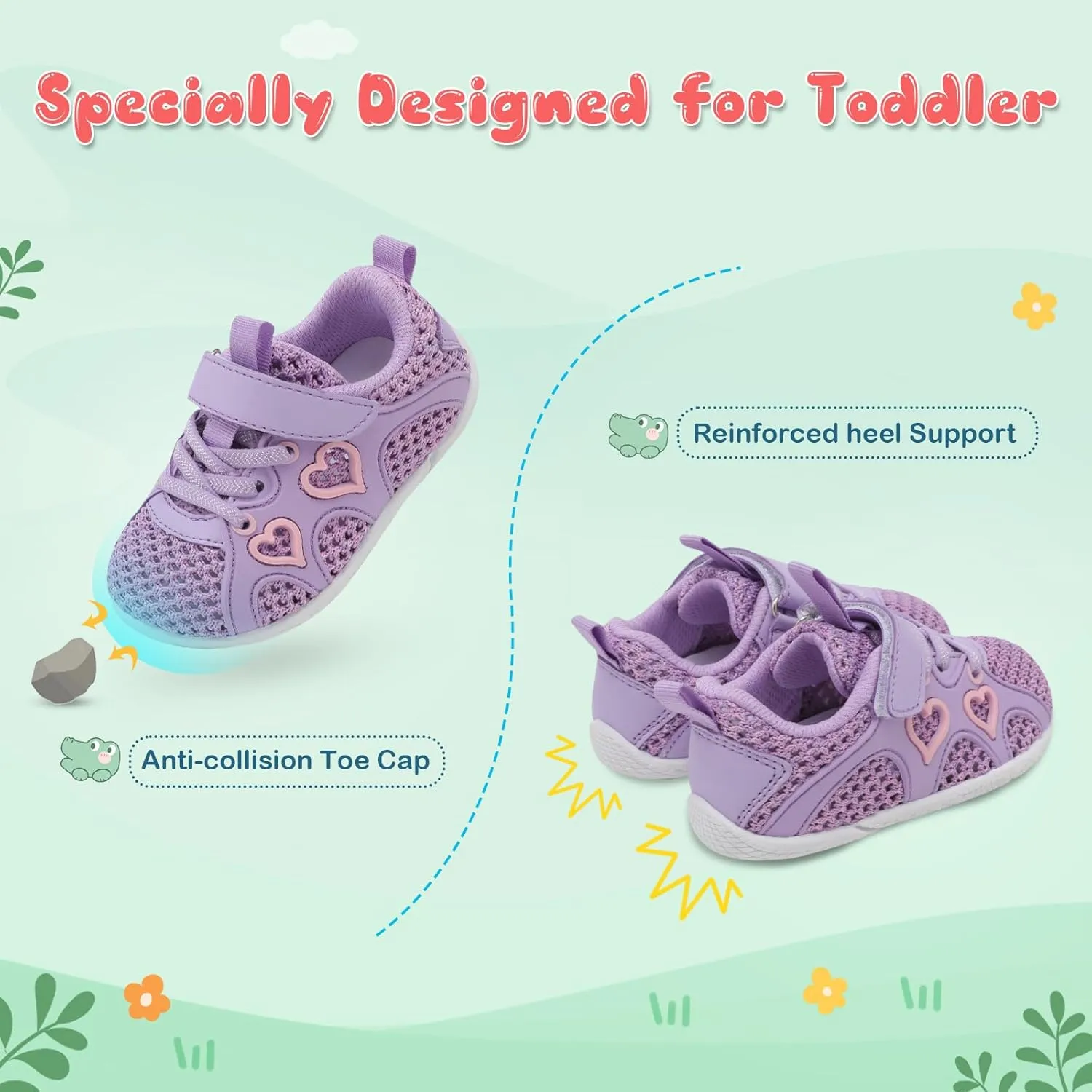 JIASUQI Toddler Shoes for Baby Girls Sneakers Barefoot Walking Shoes Running Tennis Shoes