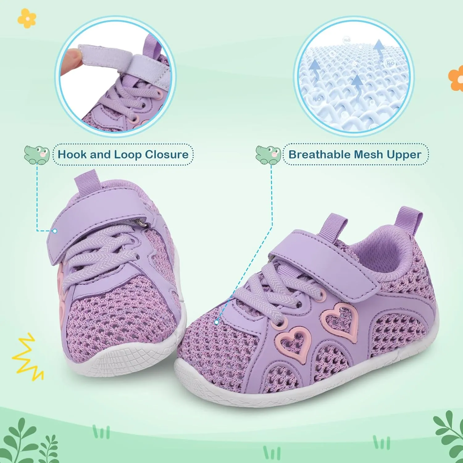 JIASUQI Toddler Shoes for Baby Girls Sneakers Barefoot Walking Shoes Running Tennis Shoes
