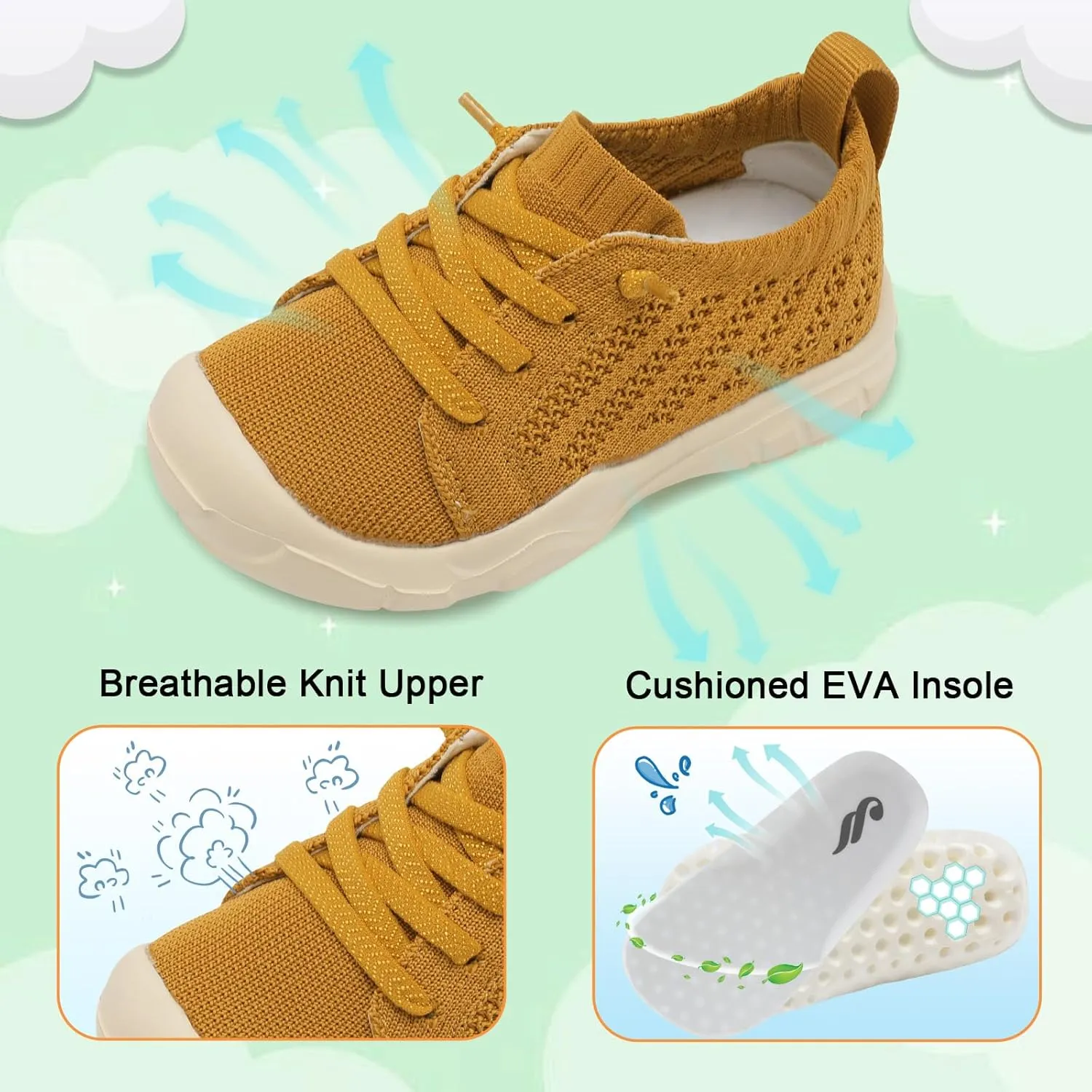 JIASUQI Toddler Shoes for Boys Girls Slip on Sneakers Wide Toe Walking Shoes Toddler Sock Shoes