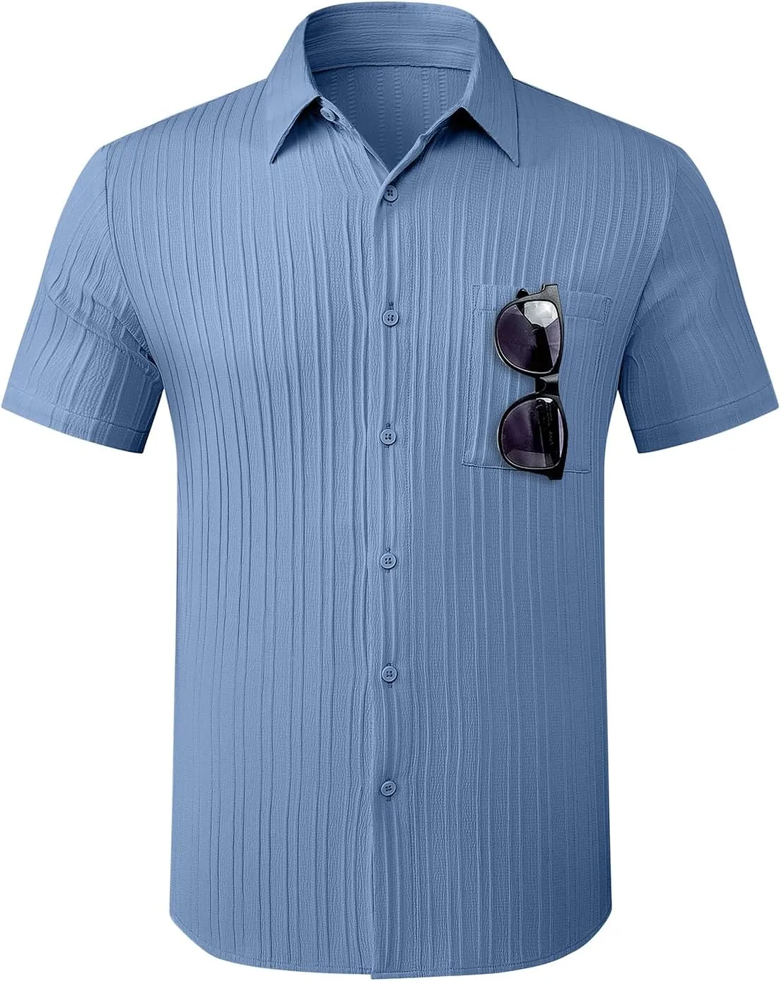 JMIERR Hawaiian Shirt for Men Button Down Short Sleeve Shirts Textured Casual Summer Beach Linen Shirts
