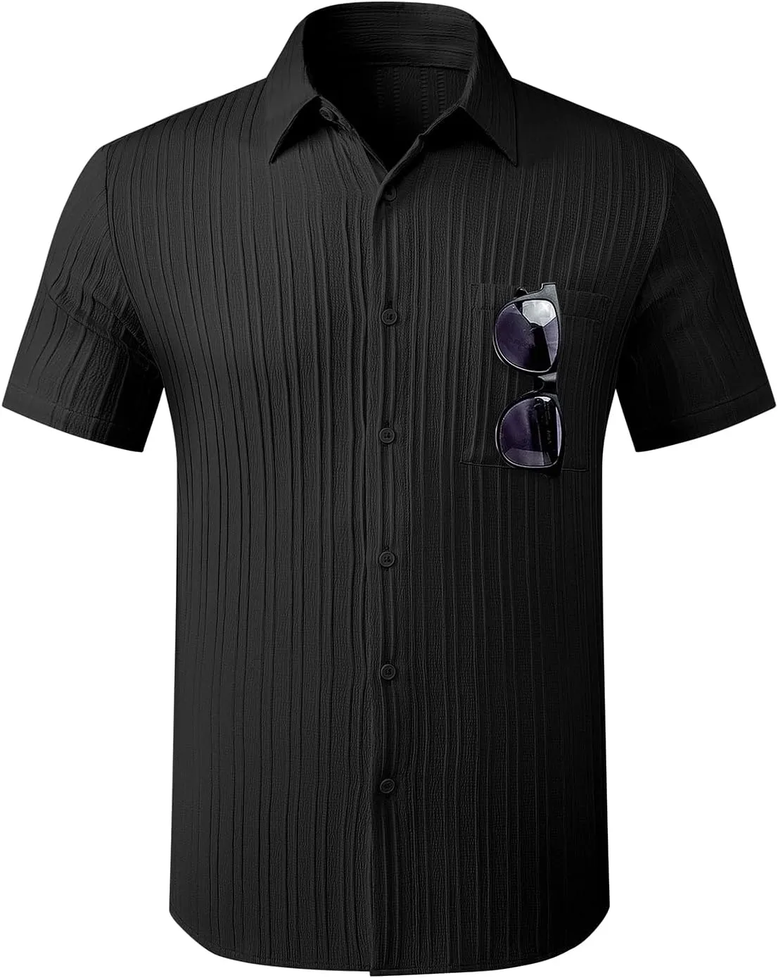 JMIERR Hawaiian Shirt for Men Button Down Short Sleeve Shirts Textured Casual Summer Beach Linen Shirts