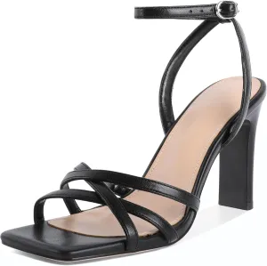 Joseywade Chunky Heels For Women Strappy High Heel 3.5 Inch Heeled Sandals Open Toe Shoes