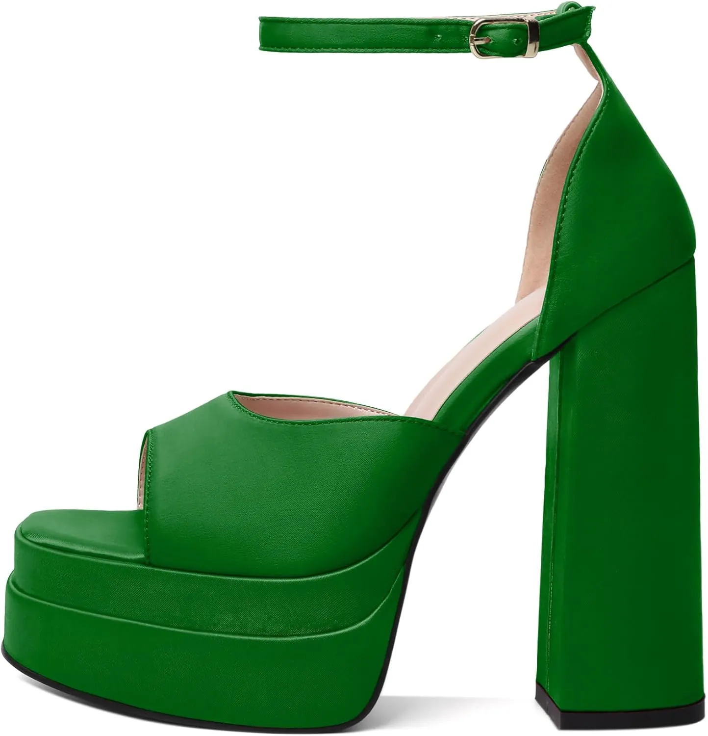 Joseywade Chunky Platform Heels Open Toe Women High Heels 5.5 Inches Heeled Sandals Satin Silk Ankle Strap Heels Shoes