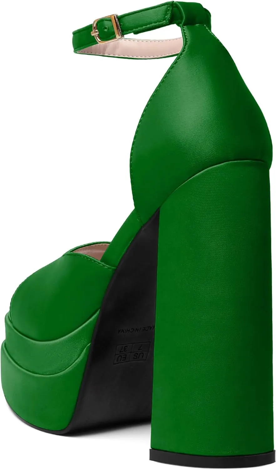 Joseywade Chunky Platform Heels Open Toe Women High Heels 5.5 Inches Heeled Sandals Satin Silk Ankle Strap Heels Shoes