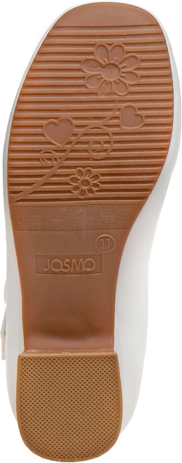 Josmo Girl's Dress Mary Jane Wedding Party Heels Ballerina Flower Shoes, Hook and Loop Buckle (Toddler