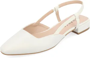 Journee Collection Womens Paislee Faux Leather Square Toe Slingbacks