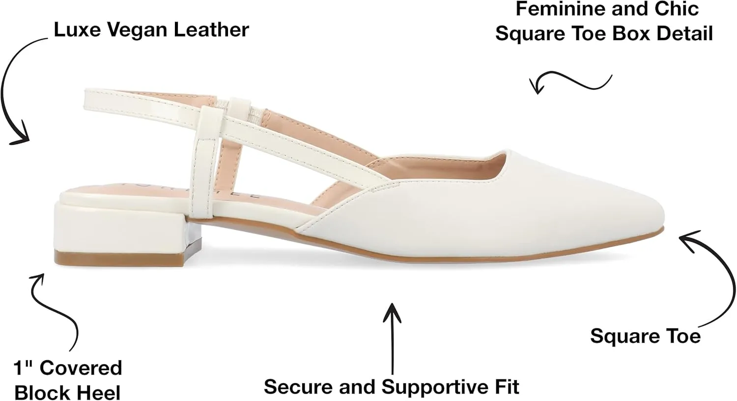 Journee Collection Womens Paislee Faux Leather Square Toe Slingbacks