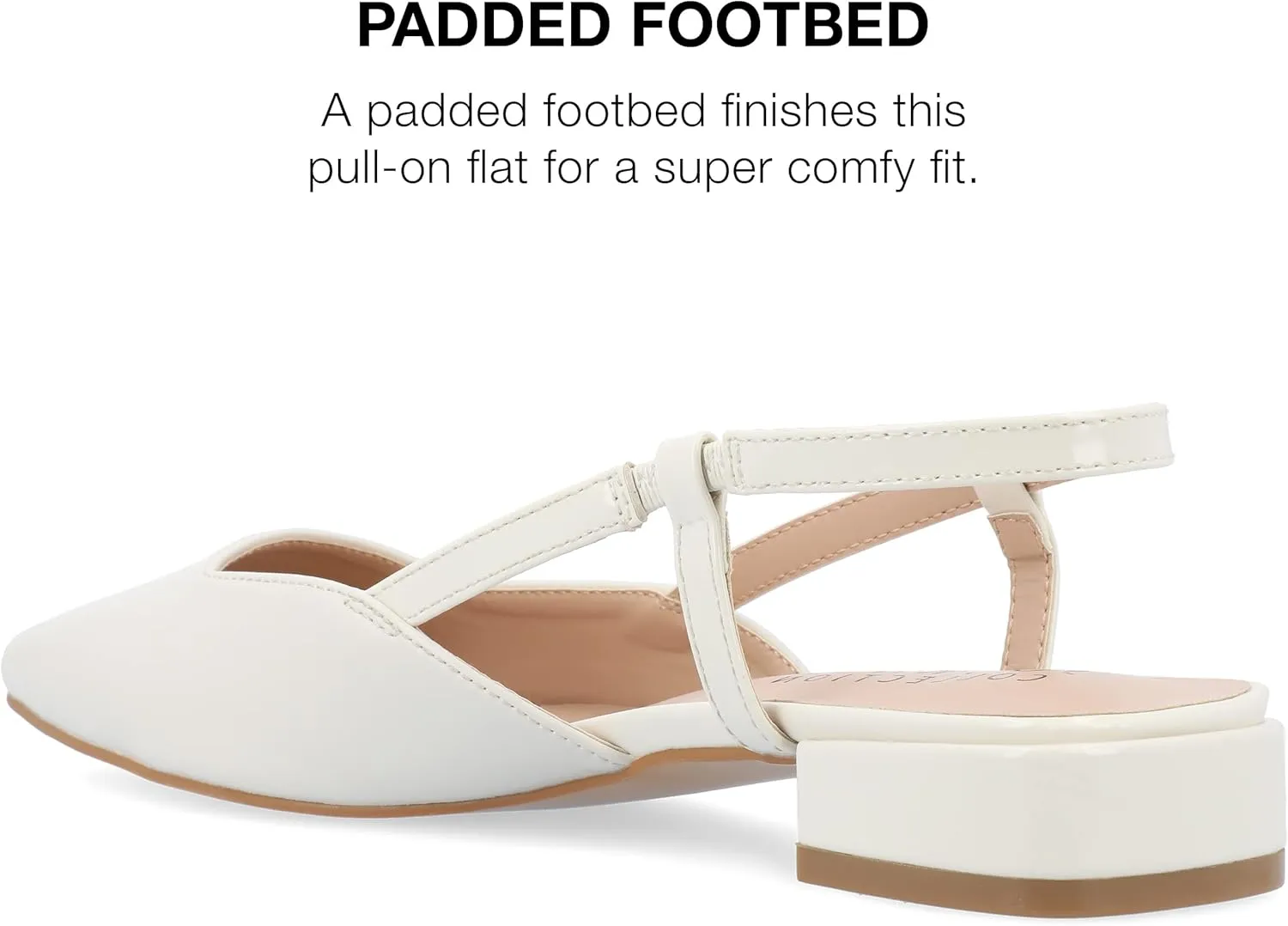 Journee Collection Womens Paislee Faux Leather Square Toe Slingbacks