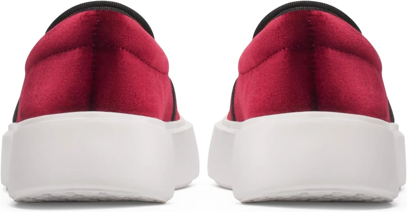 Journey West Women's Fashion Velvet Sneakers with Embroidery Comfortable Slip-On Work Shoes for Women