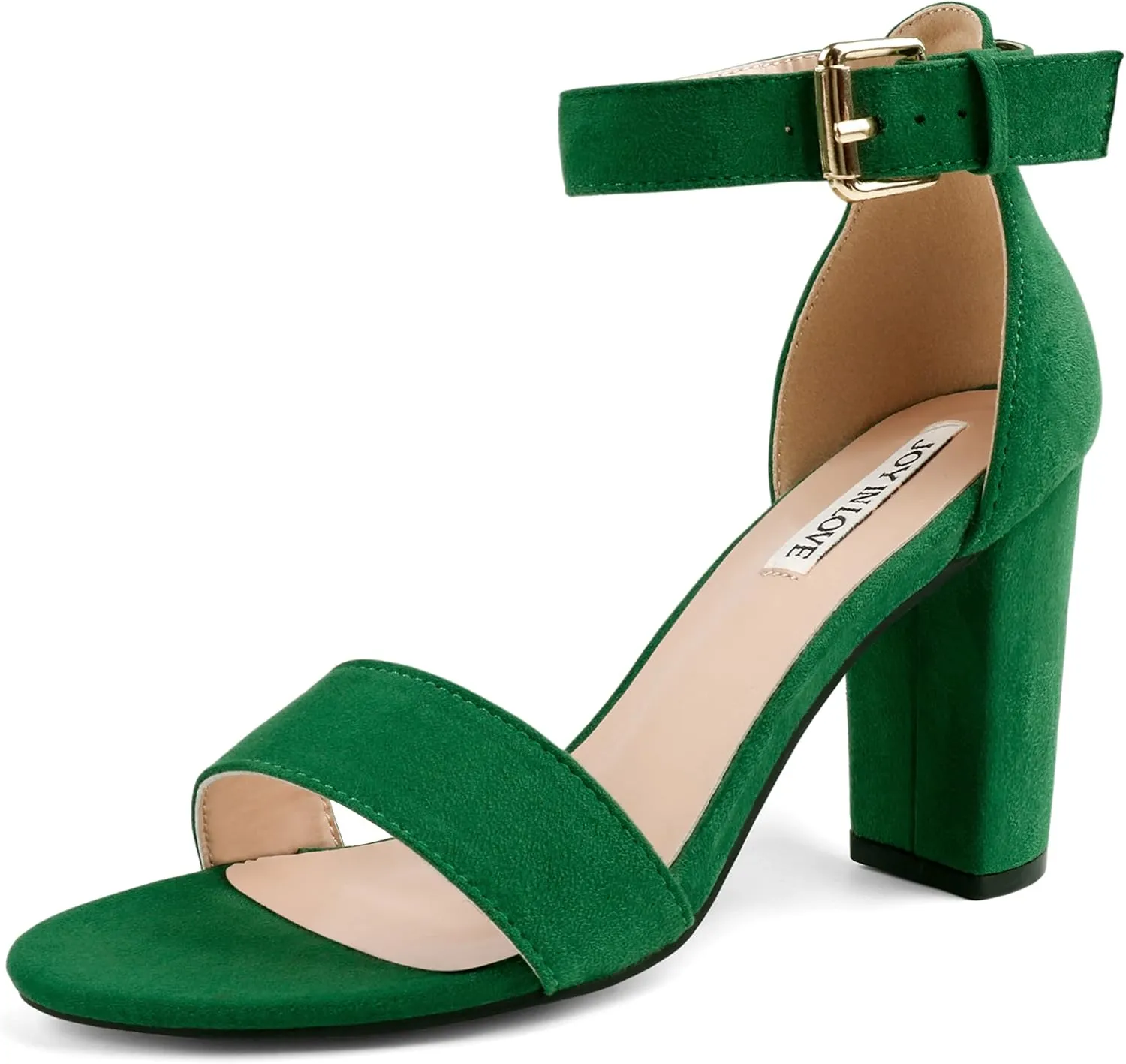 JOY IN LOVE Womens 3.5" Chunky Block High Heels Ankle Strap Heeled Sandals