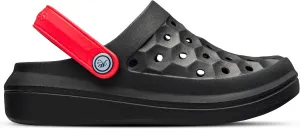 Joybees Varsity Clogs for Girls and Boys, Water Shoes for Kids, Water Resistant Beach Pool Slip On, Black Red, Junior 2