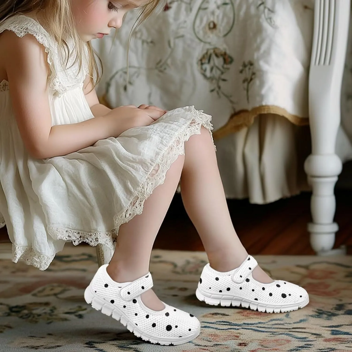 JoyLamoria Cute Axolotl Girls Flats Sneakers Pink Mary Jane Shoes Toddler and Little Girls Dress Shoes Slip on School Uniform Shoes