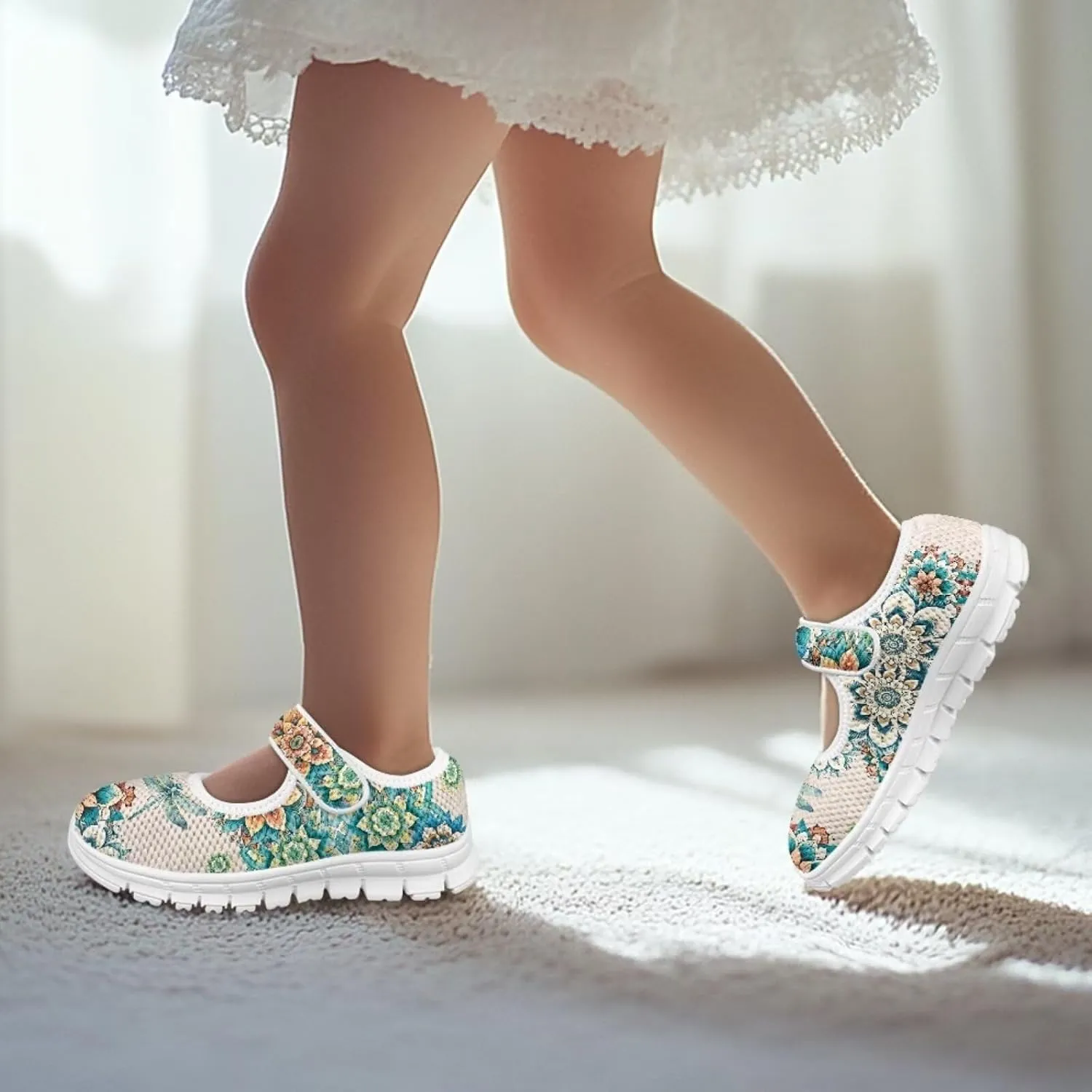 JoyLamoria Funny Axolotl Print Toddler Girls Shoes Slip on Mary Jane Shoes Prinscess Dress Flats,11-2.5