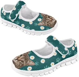 JoyLamoria Funny Axolotl Print Toddler Girls Shoes Slip on Mary Jane Shoes Prinscess Dress Flats,11-2.5