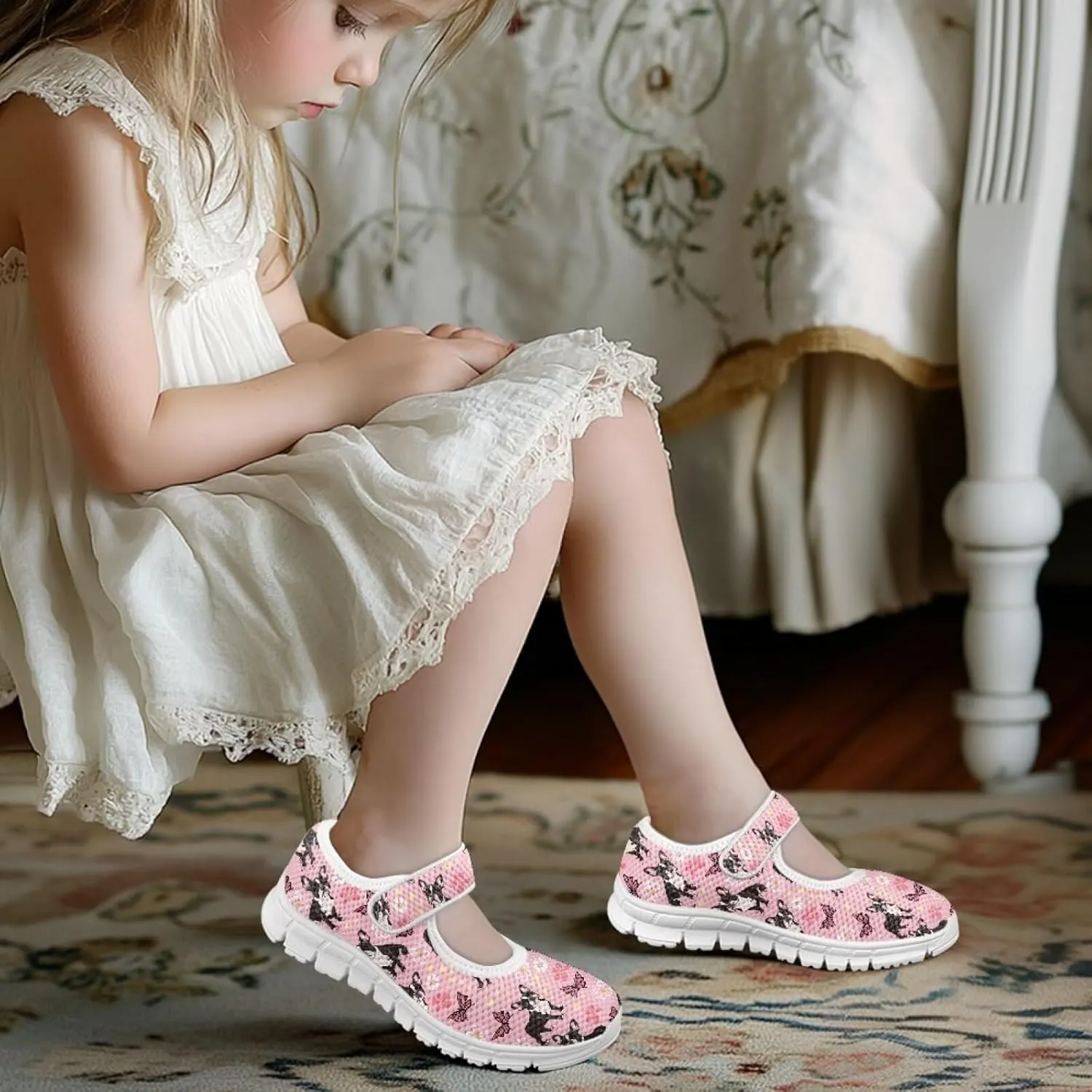 JoyLamoria Funny Axolotl Print Toddler Girls Shoes Slip on Mary Jane Shoes Prinscess Dress Flats,11-2.5