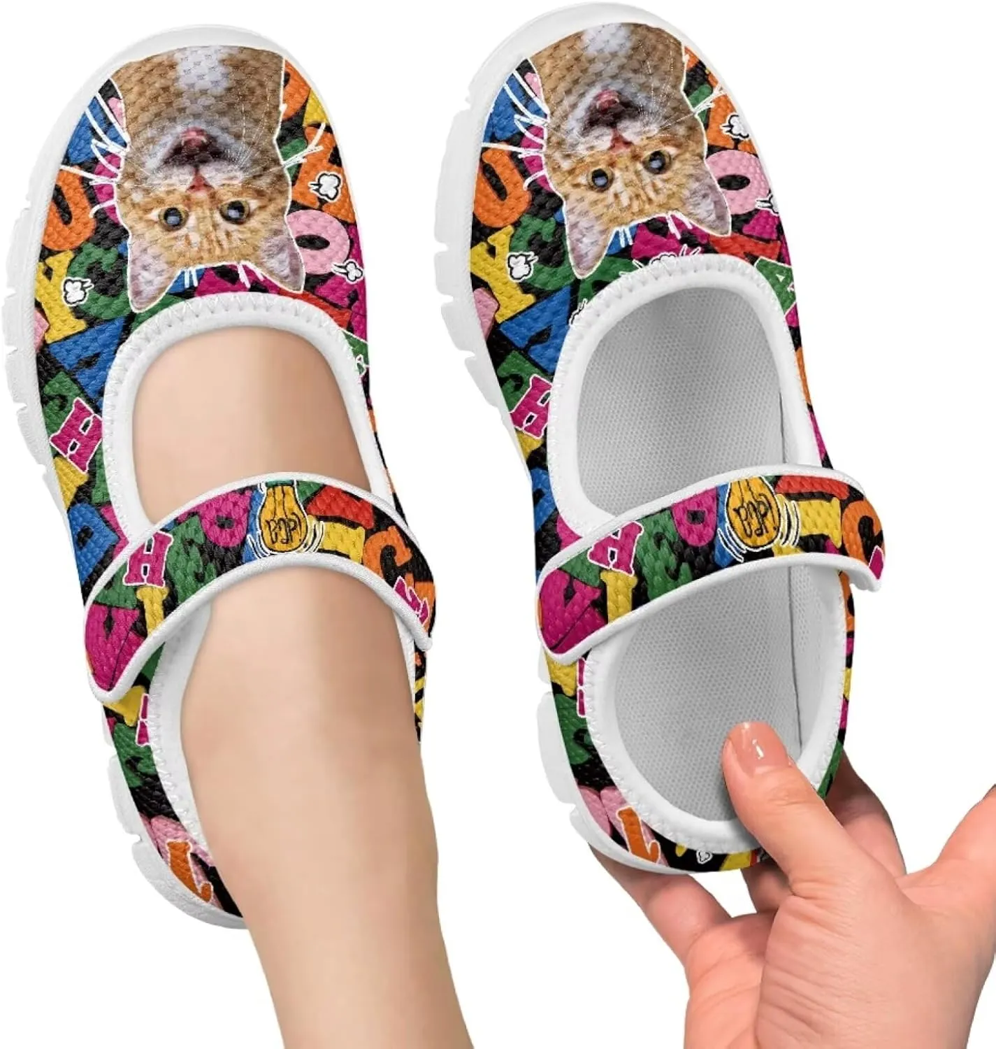 JoyLamoria Little Girls Mary Jane Shoes Cute Cat Dress Shoes for Toddler Girls Ballet Flats Party School Uniform Shoes