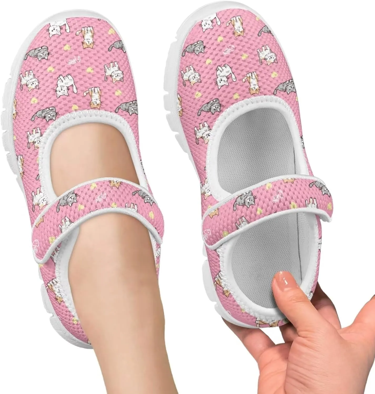JoyLamoria Little Girls Mary Jane Shoes Cute Cat Dress Shoes for Toddler Girls Ballet Flats Party School Uniform Shoes