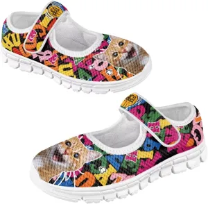 JoyLamoria Little Girls Mary Jane Shoes Cute Cat Dress Shoes for Toddler Girls Ballet Flats Party School Uniform Shoes