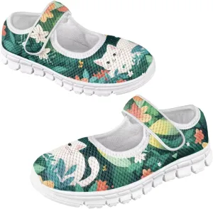 JoyLamoria White Cow Print Toddler Girls Mary Jane Shoes Girls Cute Ballet Dress Shoes School Uniform Flats Sneakers for Kids