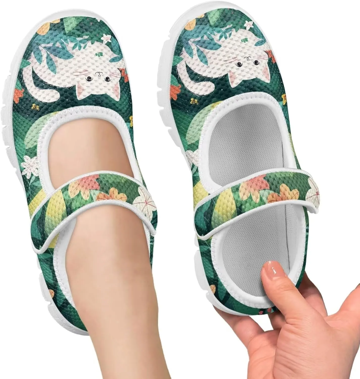 JoyLamoria White Cow Print Toddler Girls Mary Jane Shoes Girls Cute Ballet Dress Shoes School Uniform Flats Sneakers for Kids