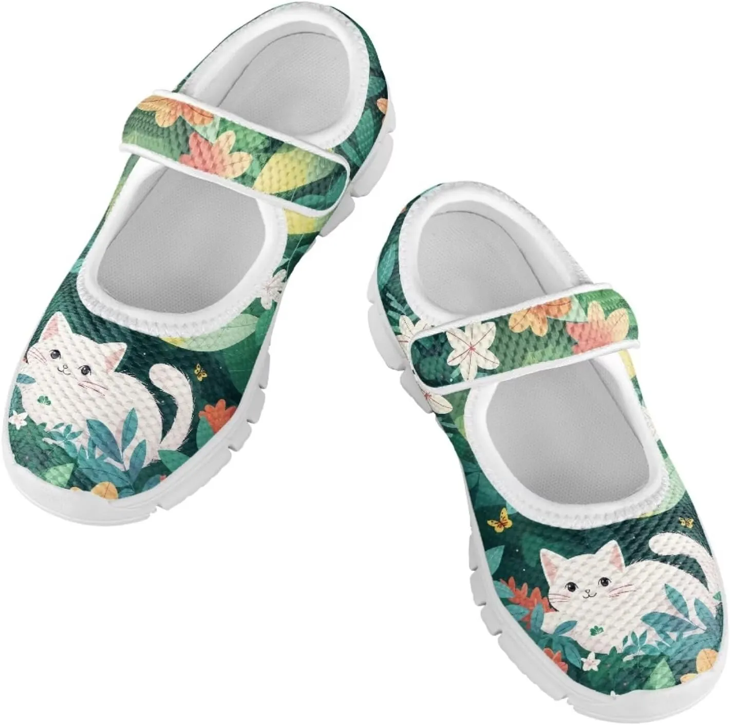 JoyLamoria White Cow Print Toddler Girls Mary Jane Shoes Girls Cute Ballet Dress Shoes School Uniform Flats Sneakers for Kids