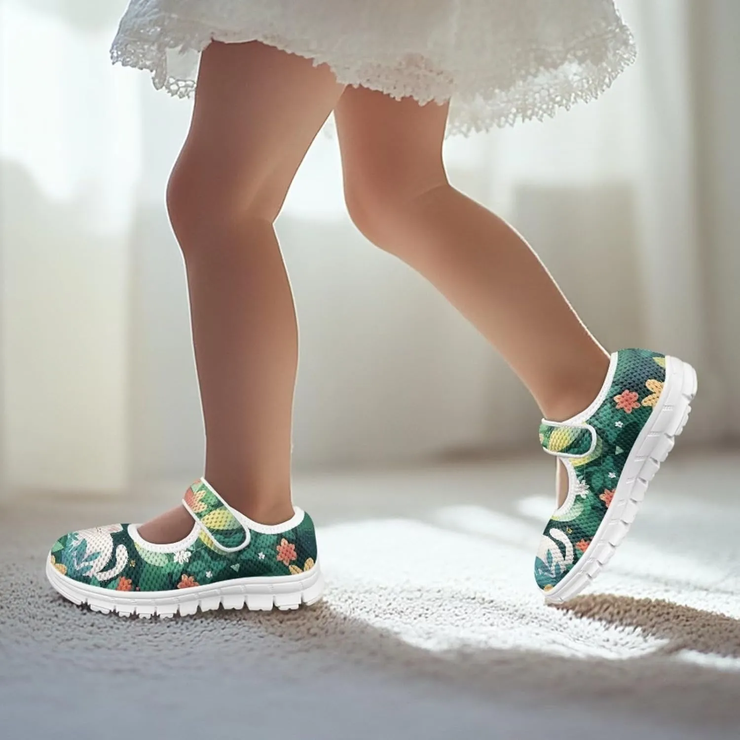JoyLamoria White Cow Print Toddler Girls Mary Jane Shoes Girls Cute Ballet Dress Shoes School Uniform Flats Sneakers for Kids