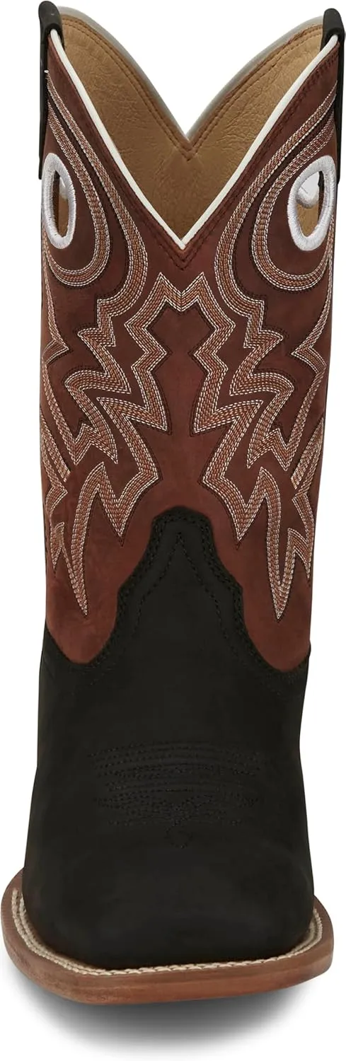 Justin Big News 11” Western Boots for Men - Frontier Collection - Square Toe Leather Men’s Cowboy Boots with Comfort Footbed & Heeled Leather Outsole