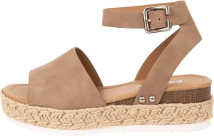 KAYDAY Girls’ Espadrille Platform Sandals – Open Toe Summer Shoes with Woven Jute Wrap, Adjustable Ankle Strap – Casual Dressy Style for Kids Chuy-IIS