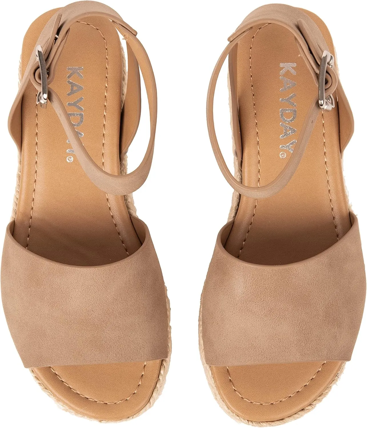 KAYDAY Girls’ Espadrille Platform Sandals – Open Toe Summer Shoes with Woven Jute Wrap, Adjustable Ankle Strap – Casual Dressy Style for Kids Chuy-IIS